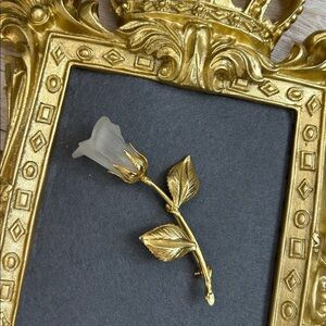 Gold and White Rose Brooch
